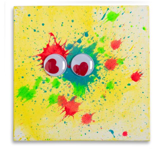 Yeux mobiles autocollants &laquo; C&oelig;urs &raquo;, &Oslash; 35 mm