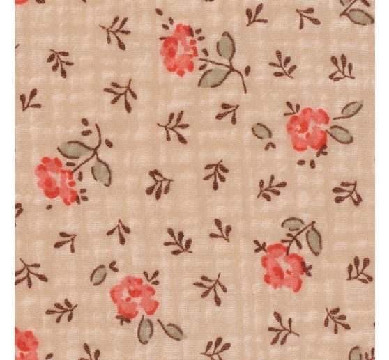 Tissu mousseline en coton au m&egrave;tre &laquo; Roses &raquo;