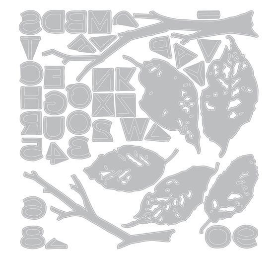 Gabarit d&rsquo;estampe Sizzix Thinlits &laquo; Leaves + Sticks by Tim Holtz &raquo;