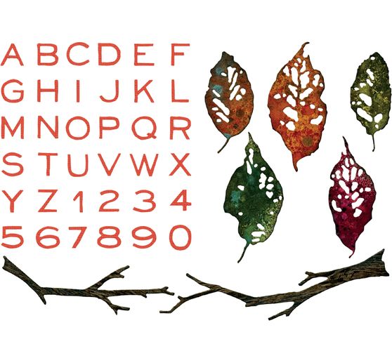 Gabarit d&rsquo;estampe Sizzix Thinlits &laquo; Leaves + Sticks by Tim Holtz &raquo;