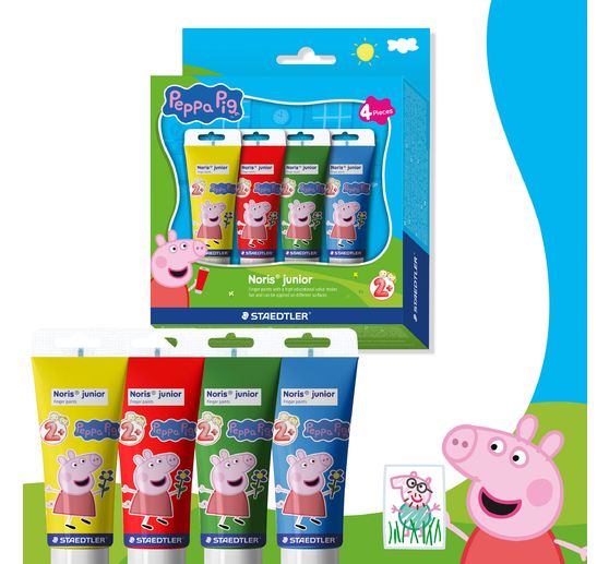 Peintures au doigt Noris junior &laquo; Peppa Pig &raquo;, 4 x 75 ml