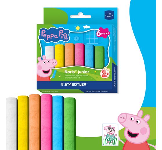 Craies de trottoir Noris junior &laquo; Peppa Pig &raquo;, 6 couleurs