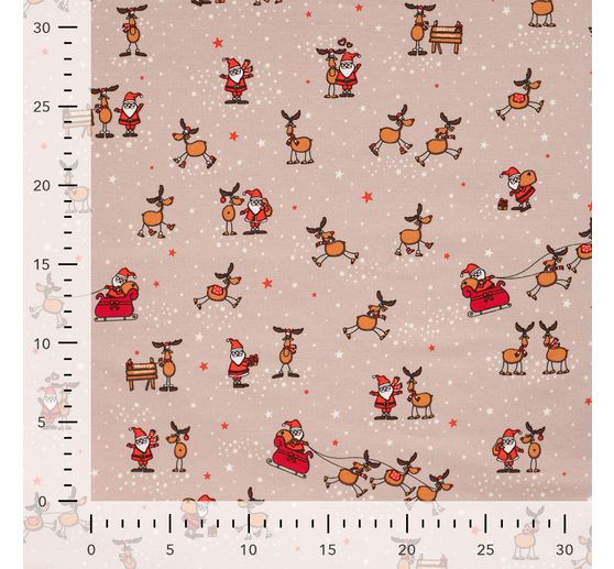 Tissu jersey au m&egrave;tre &laquo; Santa et Rudolf &raquo;