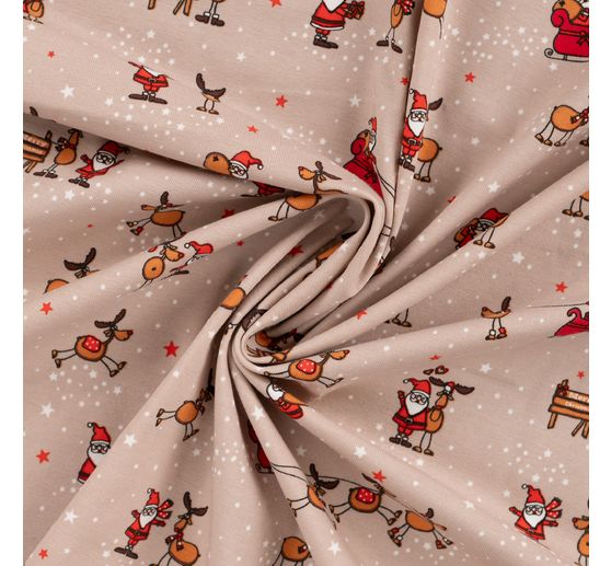 Tissu jersey au m&egrave;tre &laquo; Santa et Rudolf &raquo;