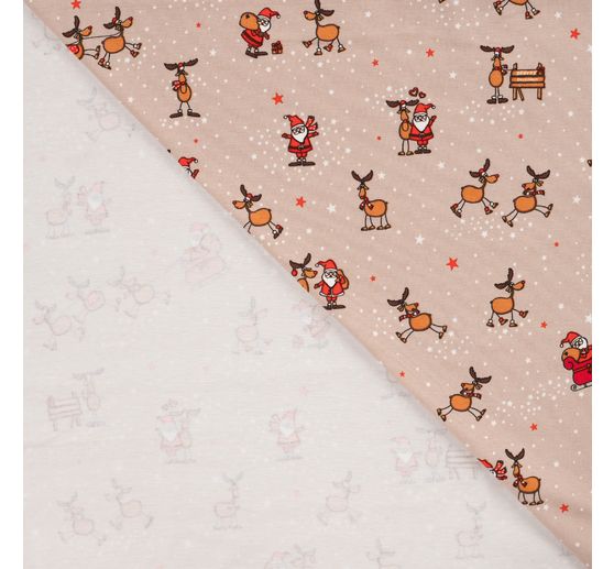 Tissu jersey au m&egrave;tre &laquo; Santa et Rudolf &raquo;