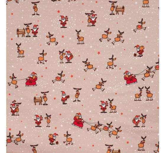 Tissu jersey au m&egrave;tre &laquo; Santa et Rudolf &raquo;