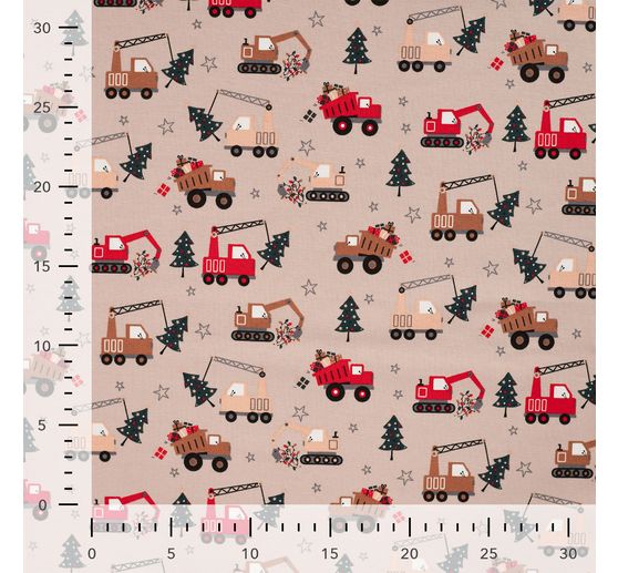 Jersey fabric "Trucks and Trees"