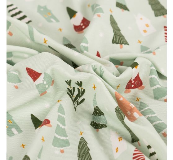 Tissu jersey au m&egrave;tre &laquo; Lutin de No&euml;l &raquo;