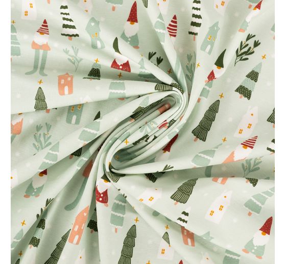 Tissu jersey au m&egrave;tre &laquo; Lutin de No&euml;l &raquo;