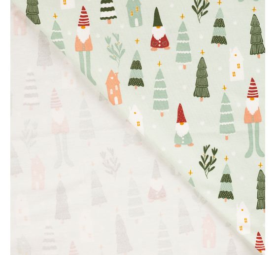 Tissu jersey au m&egrave;tre &laquo; Lutin de No&euml;l &raquo;