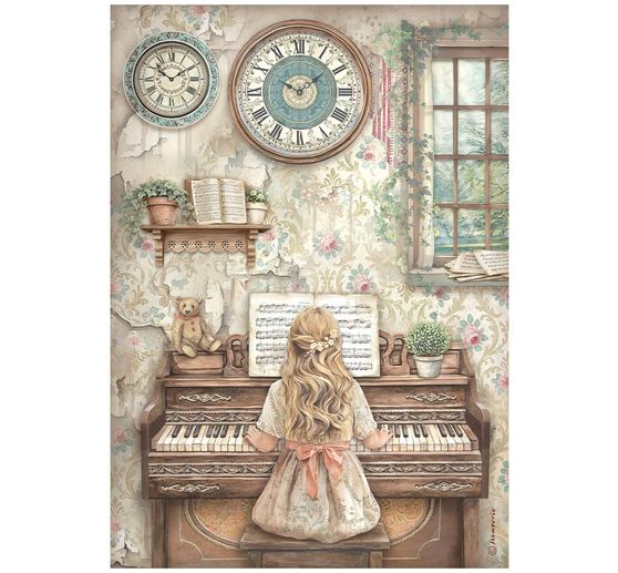 Assortiment de soies de paille &agrave; motifs Stamperia &laquo; Symphony &raquo;, DIN A4, set de 6 pi&egrave;ces