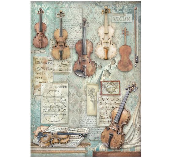 Assortiment de soies de paille &agrave; motifs Stamperia &laquo; Symphony &raquo;, DIN A4, set de 6 pi&egrave;ces