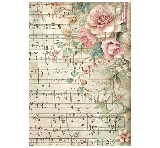 Soie de paille &agrave; motifs backgrounds Stamperia &laquo; Symphony &raquo;, DIN A6, set de 8 pi&egrave;ces