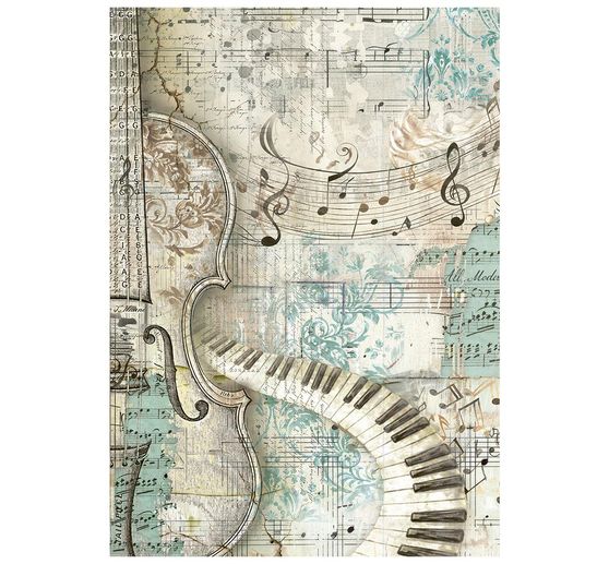 Soie de paille &agrave; motifs backgrounds Stamperia &laquo; Symphony &raquo;, DIN A6, set de 8 pi&egrave;ces