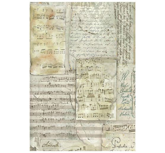Soie de paille &agrave; motifs backgrounds Stamperia &laquo; Symphony &raquo;, DIN A6, set de 8 pi&egrave;ces