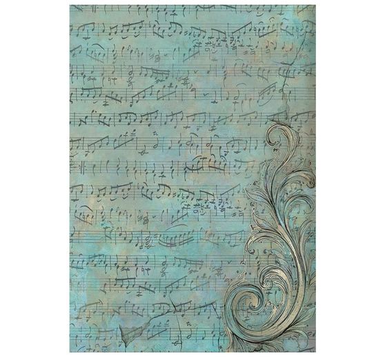 Soie de paille &agrave; motifs backgrounds Stamperia &laquo; Symphony &raquo;, DIN A6, set de 8 pi&egrave;ces