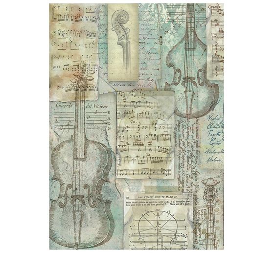 Soie de paille &agrave; motifs backgrounds Stamperia &laquo; Symphony &raquo;, DIN A6, set de 8 pi&egrave;ces