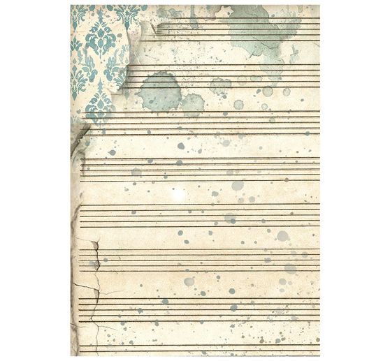 Soie de paille &agrave; motifs backgrounds Stamperia &laquo; Symphony &raquo;, DIN A6, set de 8 pi&egrave;ces