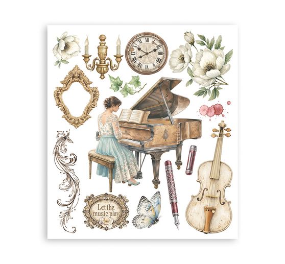 Assortiment de Rub On XL Stamperia &laquo; Symphony &raquo;
