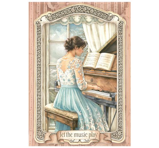 Assortiment de soies de paille &agrave; motifs Stamperia &laquo; Symphony &raquo;, DIN A6, set de 8 pi&egrave;ces