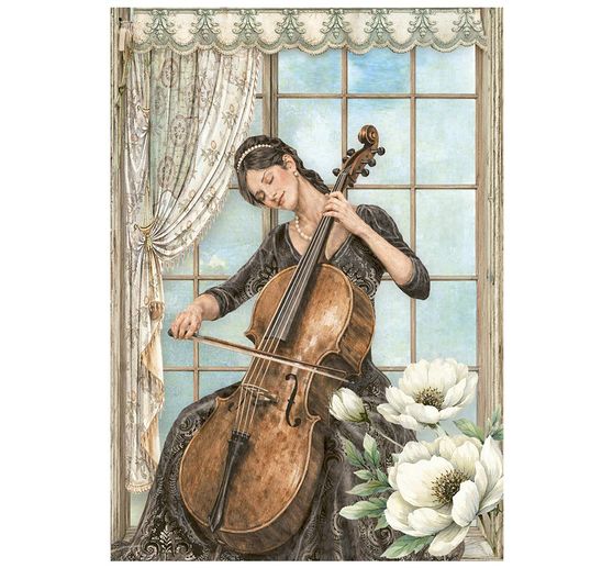 Assortiment de soies de paille &agrave; motifs Stamperia &laquo; Symphony &raquo;, DIN A6, set de 8 pi&egrave;ces