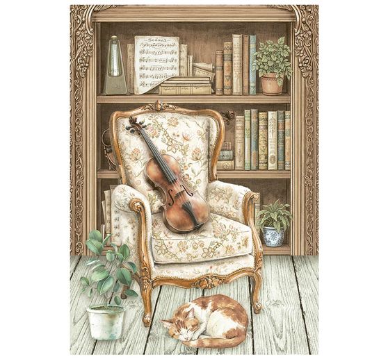 Assortiment de soies de paille &agrave; motifs Stamperia &laquo; Symphony &raquo;, DIN A6, set de 8 pi&egrave;ces