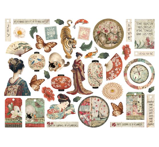 Motifs estamp&eacute;s Stamperia &laquo; Oriental Garden &raquo;