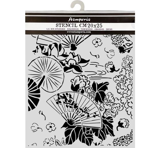 Pochoir Stamperia &laquo; Oriental Garden - Fans &raquo;, 20 x 25 cm