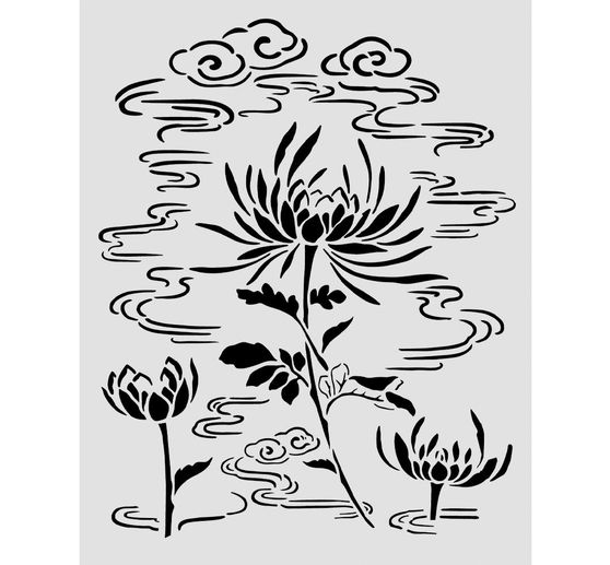 Pochoir Stamperia &laquo; Oriental Garden - Lotus flower &raquo;, 20 x 25 cm