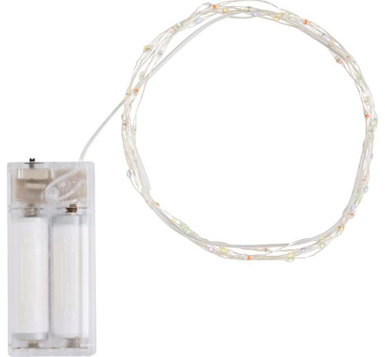 Micro LED fairy lights, multicolour, with timer, 60 LEDs