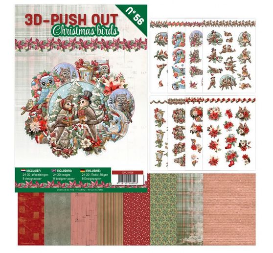 Livret de motifs 3D pr&eacute;-estamp&eacute;s &laquo; Christmas Birds &raquo;