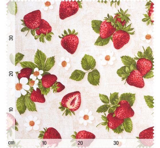 Decoration fabric linen optics "Strawberries"
