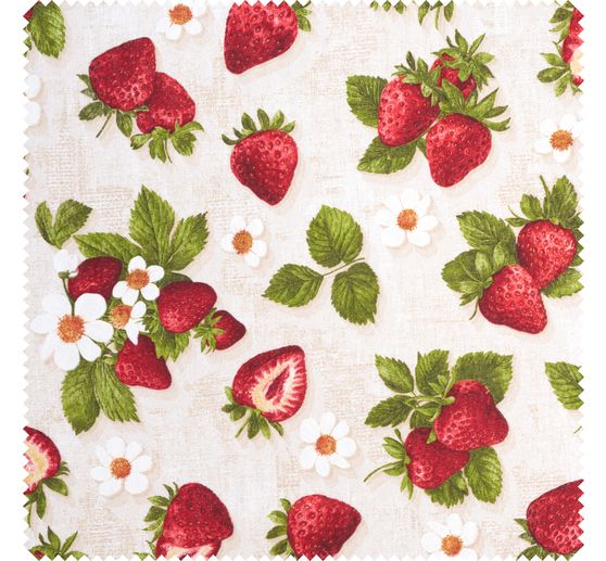 Decoration fabric linen optics "Strawberries"