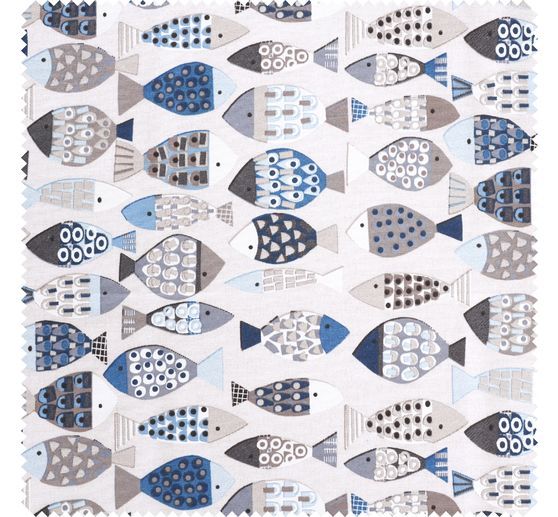 Decoration fabric linen optics "Blue fish"