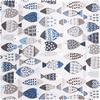 Decoration fabric linen optics "Blue fish"