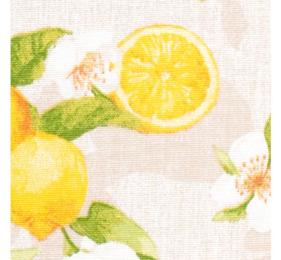 Tissu d&eacute;co imprim&eacute; aspect lin au m&egrave;tre &laquo; Fleur de citronnier &raquo;