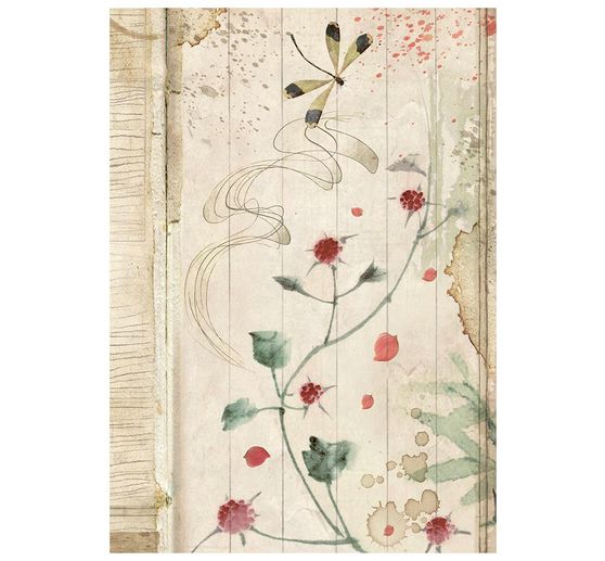 Soie de paille &agrave; motifs backgrounds Stamperia &laquo; Oriental Garden &raquo;, DIN A6, set de 8 pi&egrave;ces