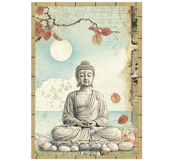 Assortiment de soies de paille &agrave; motifs Stamperia &laquo; Oriental Garden &raquo;, DIN A6, set de 8 pi&egrave;ces