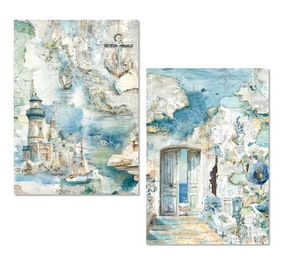 Assortiment de soies de paille &agrave; motifs Ciao Bella &laquo; Edge of the Ocean &raquo;, set de 8 pi&egrave;ces