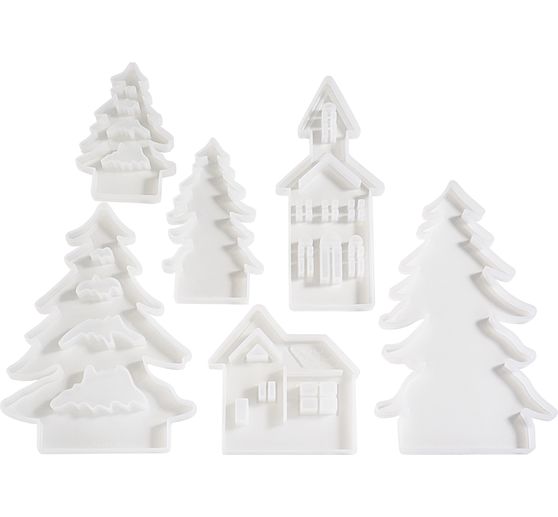 Moule en silicone VBS &laquo; Village hivernal &raquo; &agrave; bord embo&icirc;table