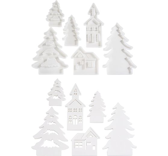 Moule en silicone VBS &laquo; Village hivernal &raquo; &agrave; bord embo&icirc;table