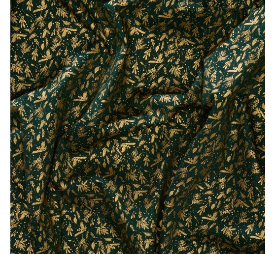 Cotton poplin fabric hot foil "Holly Green"