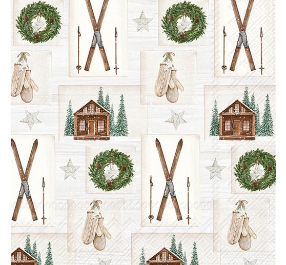 Serviette &laquo; Nordic Winter Collage &raquo;