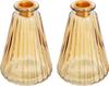 VBS Glass vase with candle holder, amber‑coloured, 2 pcs