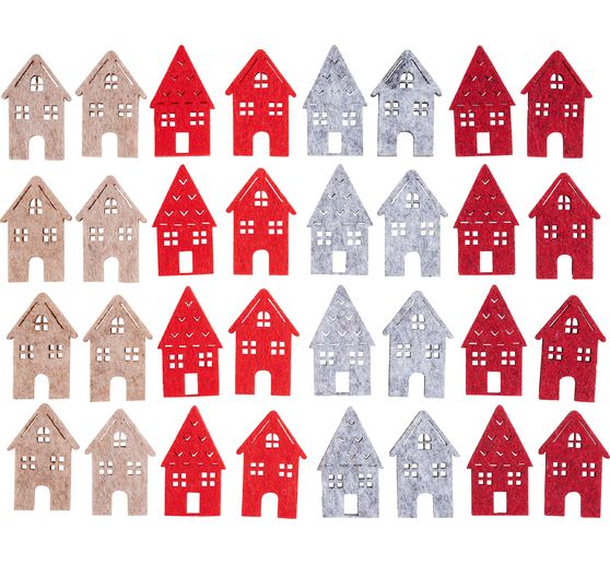 Pi&egrave;ces &agrave; disperser en feutrine VBS &laquo; Maisons &raquo;