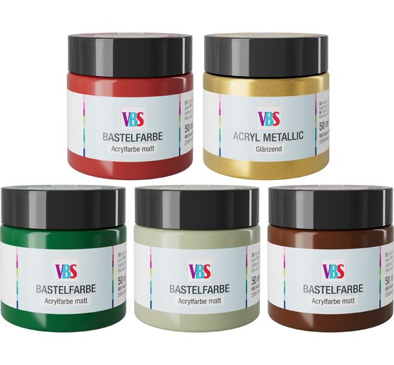 Set de peintures acryliques VBS &laquo; Xmas-Soul &raquo;, 5 x 50 ml