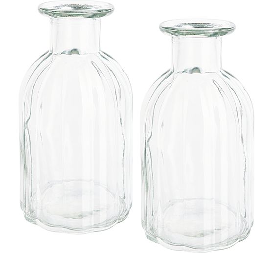 Vase en verre VBS, rainur&eacute;, 2 pc.
