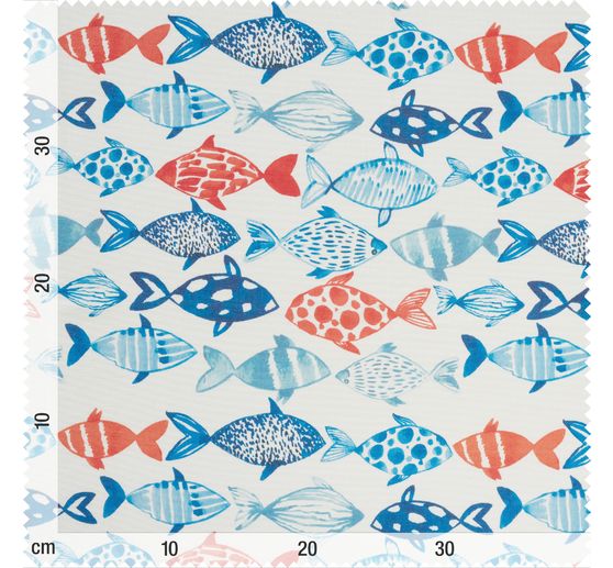 Tissu coton au m&egrave;tre &laquo; Flowing Fishes &raquo;, enduction acrylique