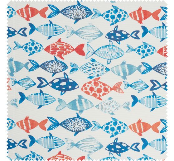 Tissu coton au m&egrave;tre &laquo; Flowing Fishes &raquo;, enduction acrylique