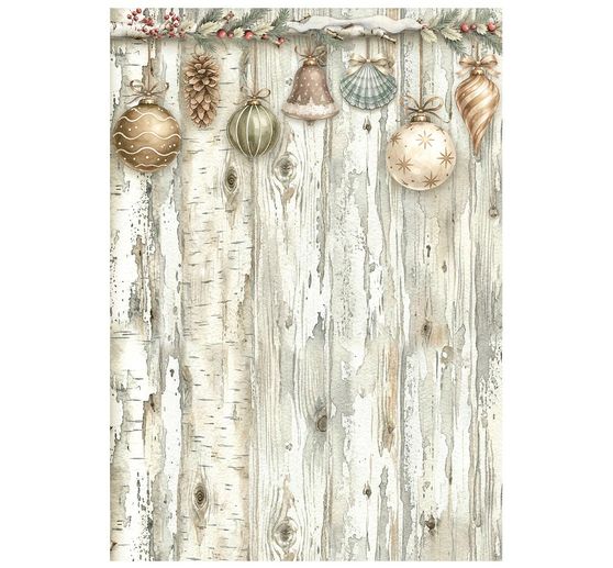 Soie de paille &agrave; motifs backgrounds Stamperia &laquo; White Christmas &raquo;, DIN A6, set de 8 pi&egrave;ces